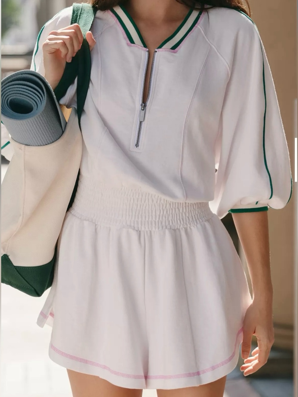 NWT 2X Anthropologie Plus White Sporty Romper with Pink Topstitching.Size 2X